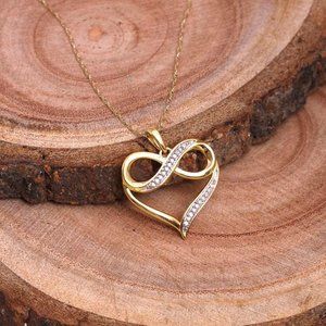 10K Yellow Gold Chain-Infinity Diamond Necklace For Women